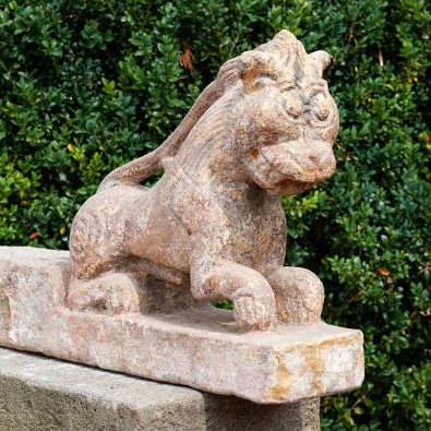 Ancient stone lion from a temple in India